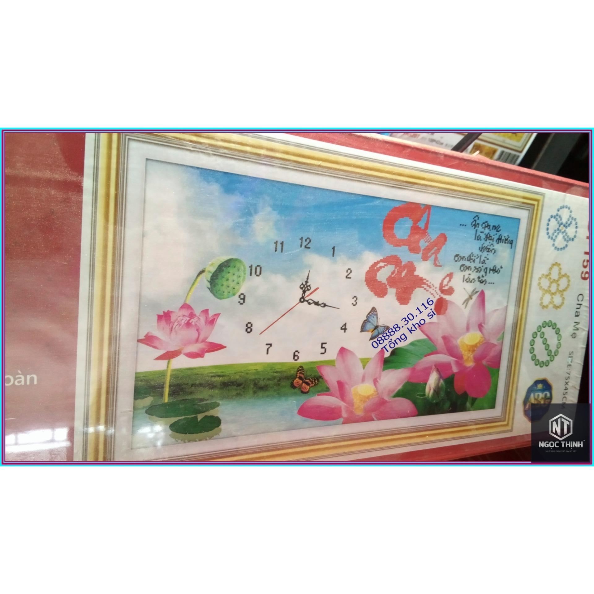 Tranh đính đá cao cấp Đồng hồ Cha mẹ DF159-Ngọc Thịnh