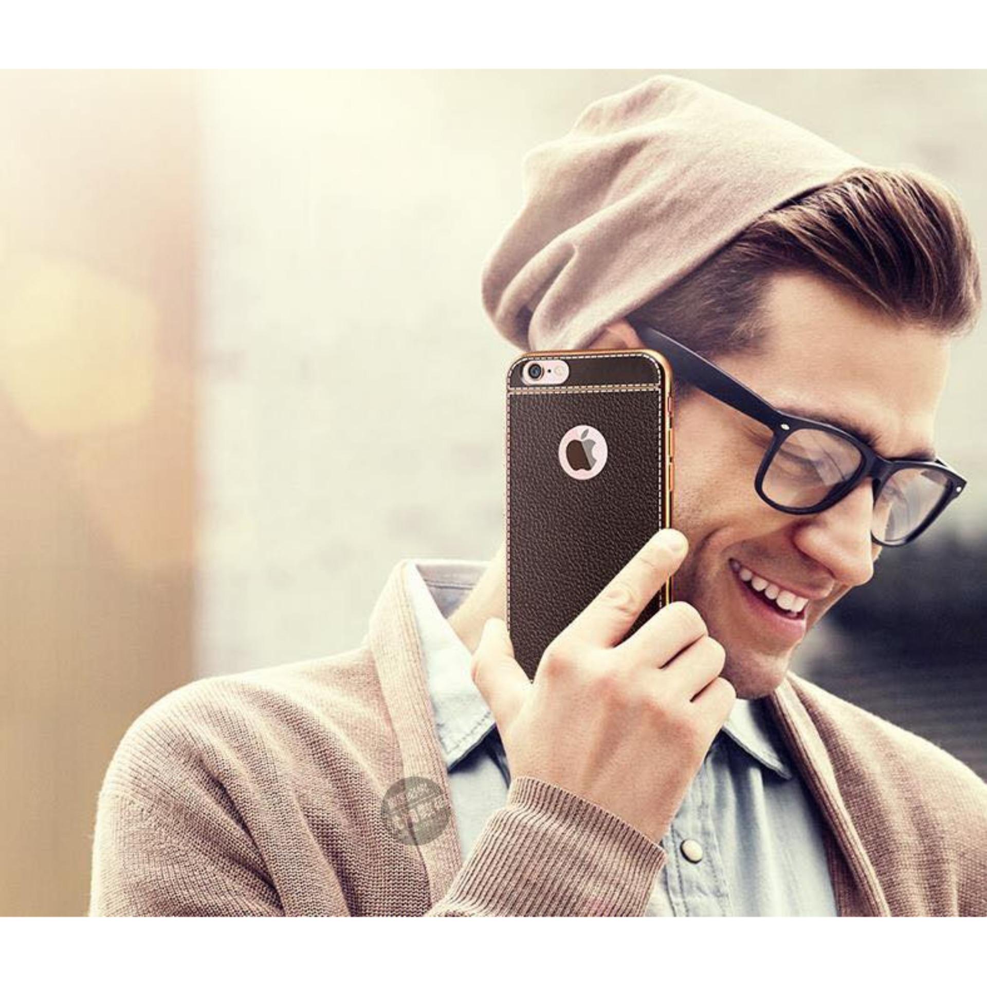 ỐP DA CAO CẤP CHO IP 6 VÂN ĐEN mã 97
