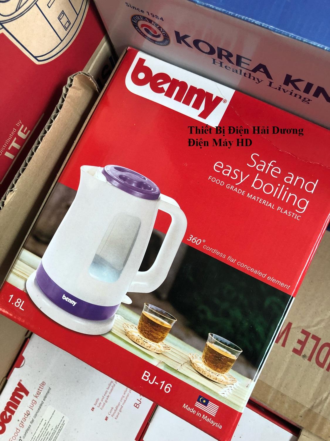 Bình siêu tốc Benny BJ-16 1.8L (Màu Tím) Bảo hành 12 tháng