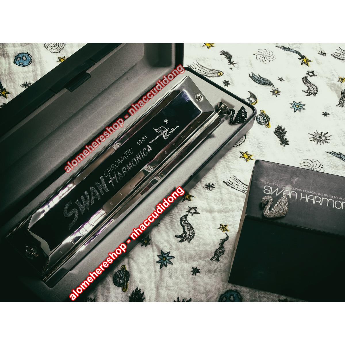 Kèn harmonica chromatic Swan SW1664 16 lỗ (Bạc)