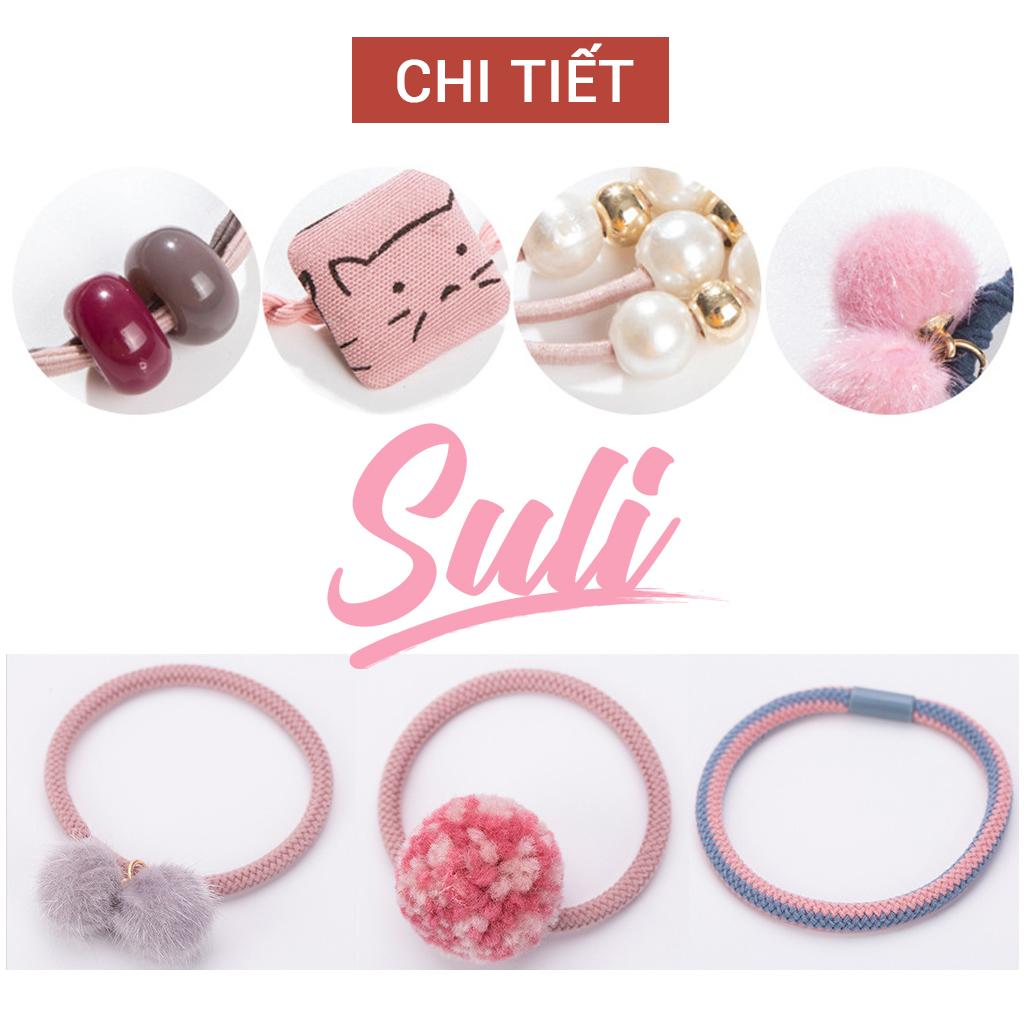 Bộ 12 Dây Buộc Tóc, Cột Tóc Hàn Quốc (Màu hồng)