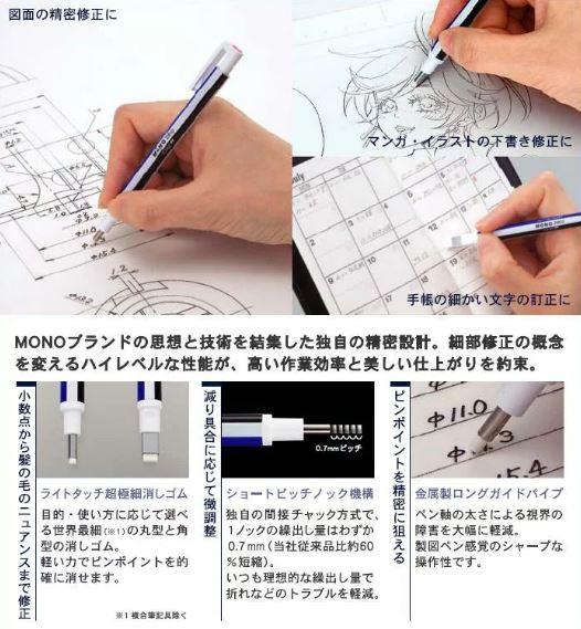 Bút tẩy (gôm) Mono zero, đầu tròn, 2.3mm
