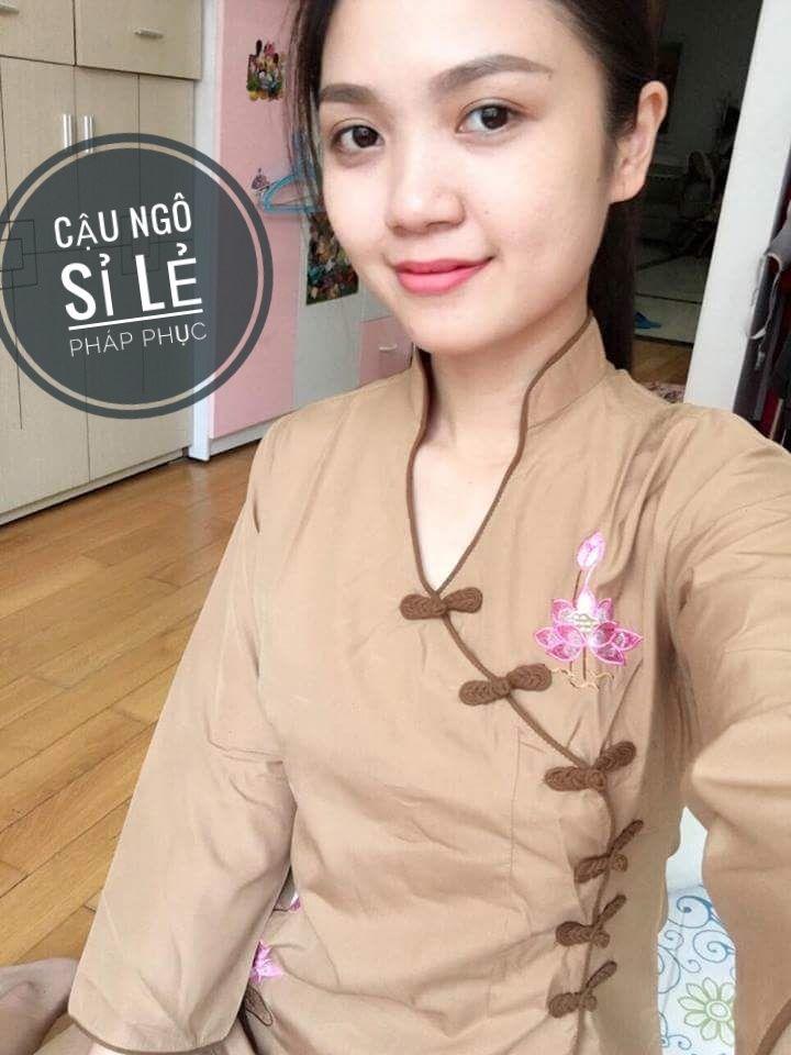 Đồ lam đi chùa tàu xéo thêu sen