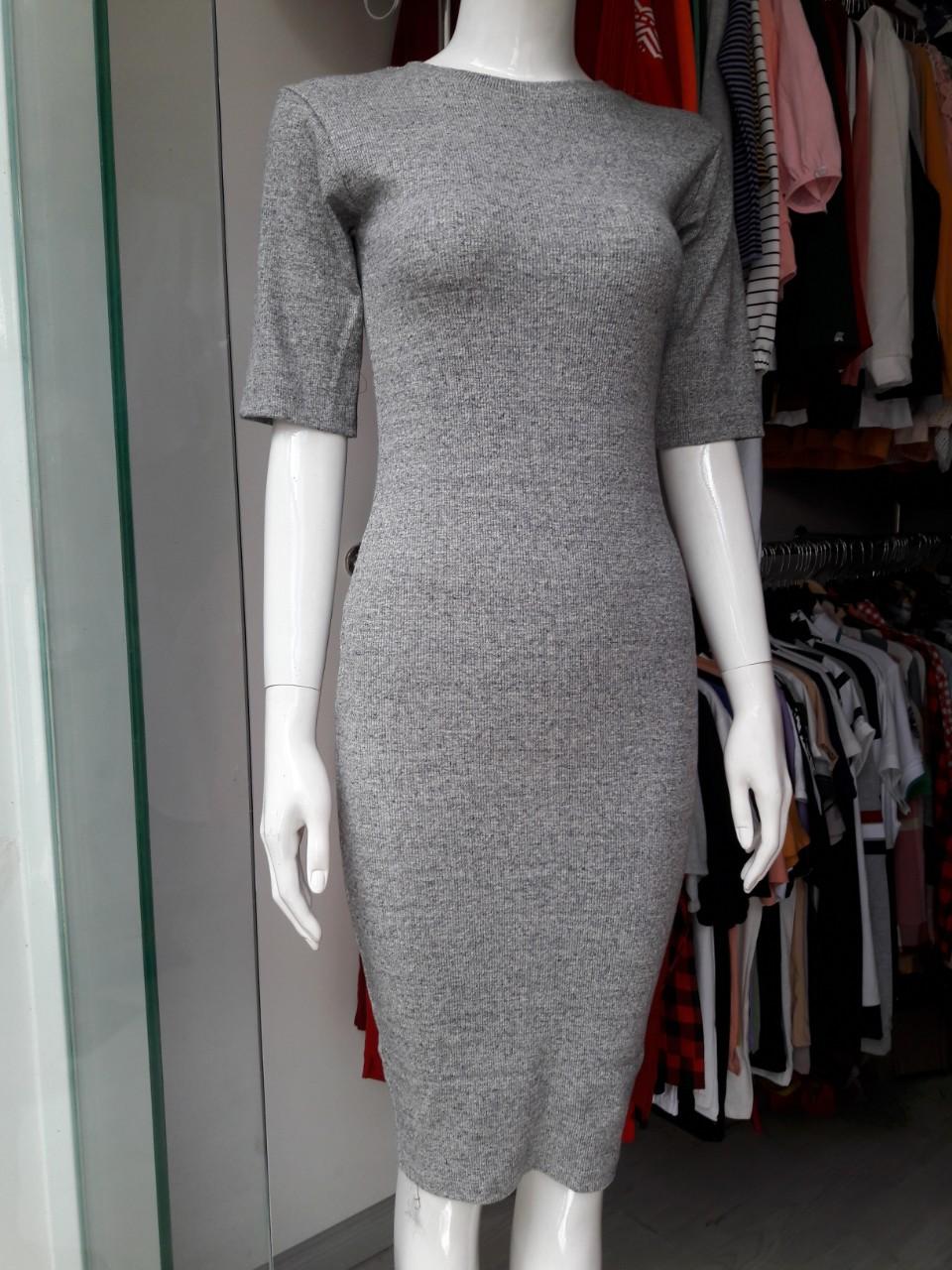 [HCM]Đầm thun ôm body tay lỡ xẻ sau