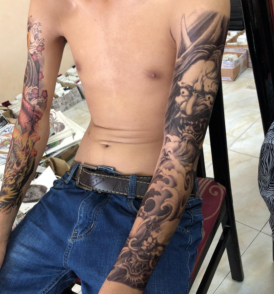 [HCM]Combo 2 tấm hình xăm dán tattoo kín tay 17x48cm (tặng bắp tay mini 10x20cm)