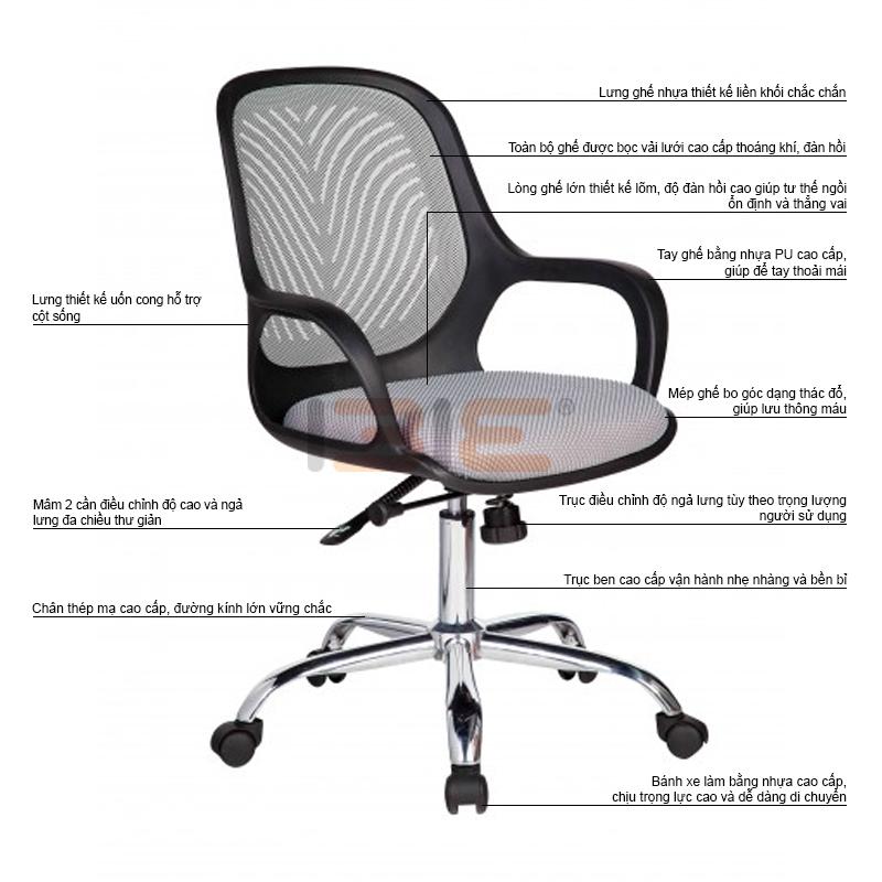 Ghế xoay IB519 chân thép mạ