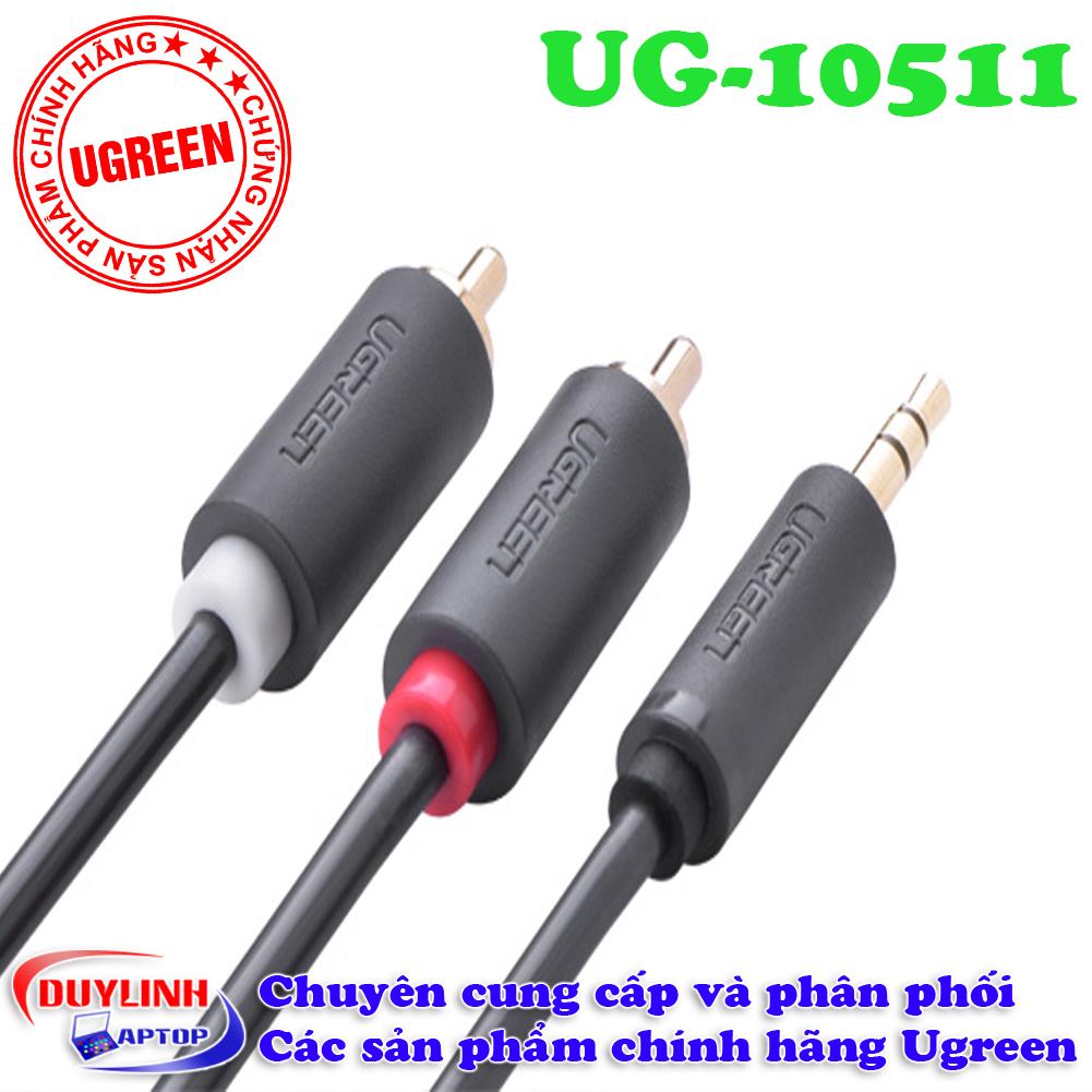 Dây AV 3.5 (dương) ra 2 đầu RCA (dương) Ugreen 1.5m