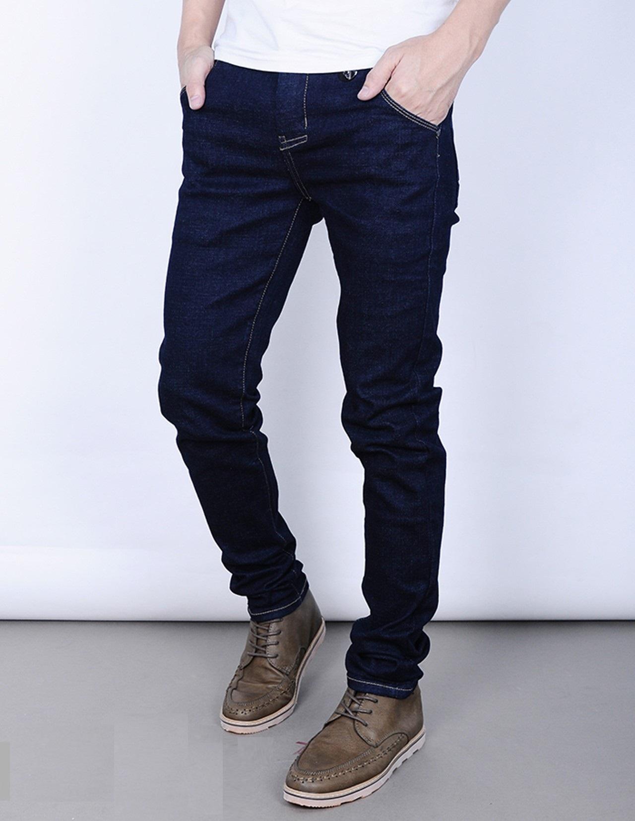 Quần jeans nam trơn xanh than