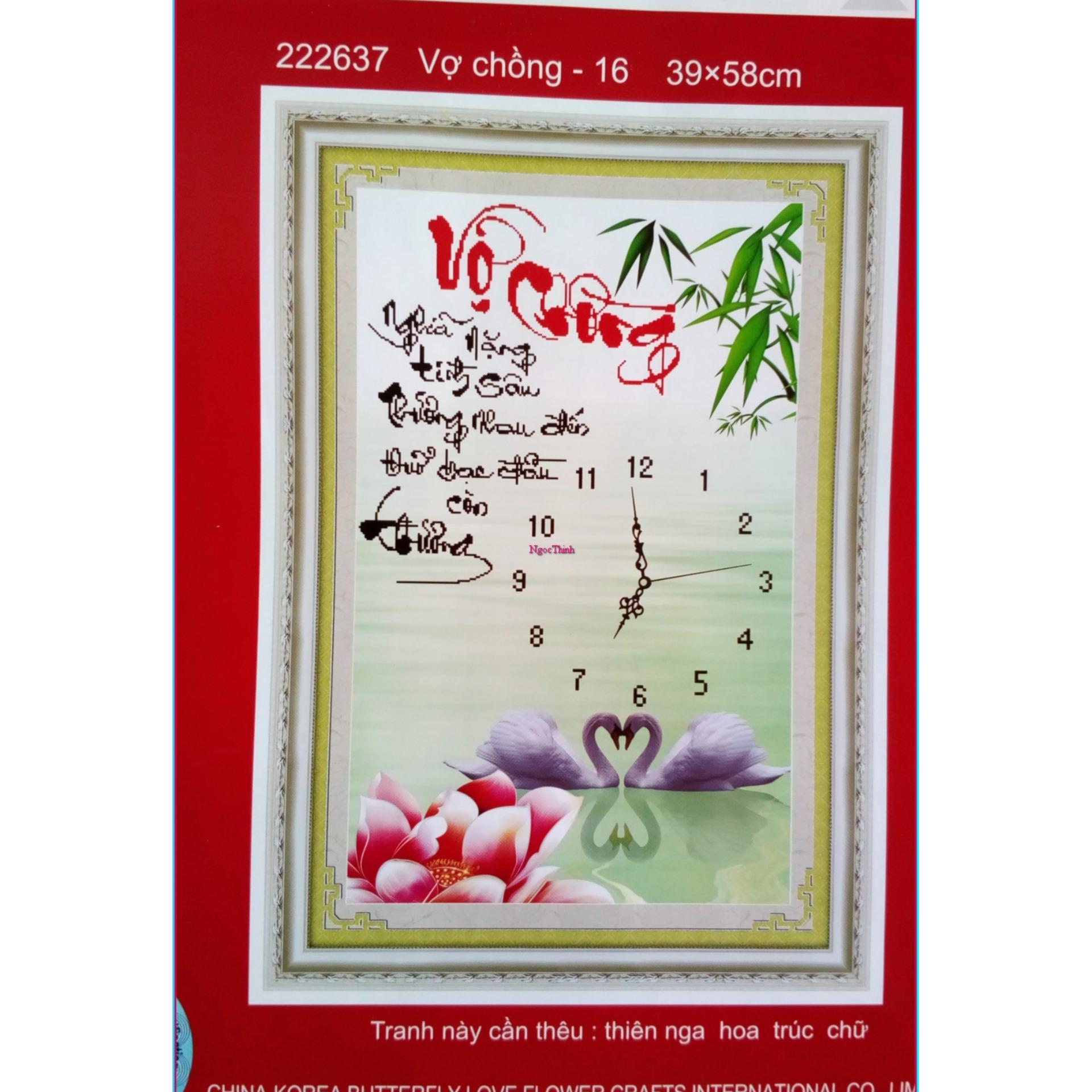 Tranh thêu chữ thập Đồng hồ Vợ chồng DLH-222637-Siêu thị tranh thêu