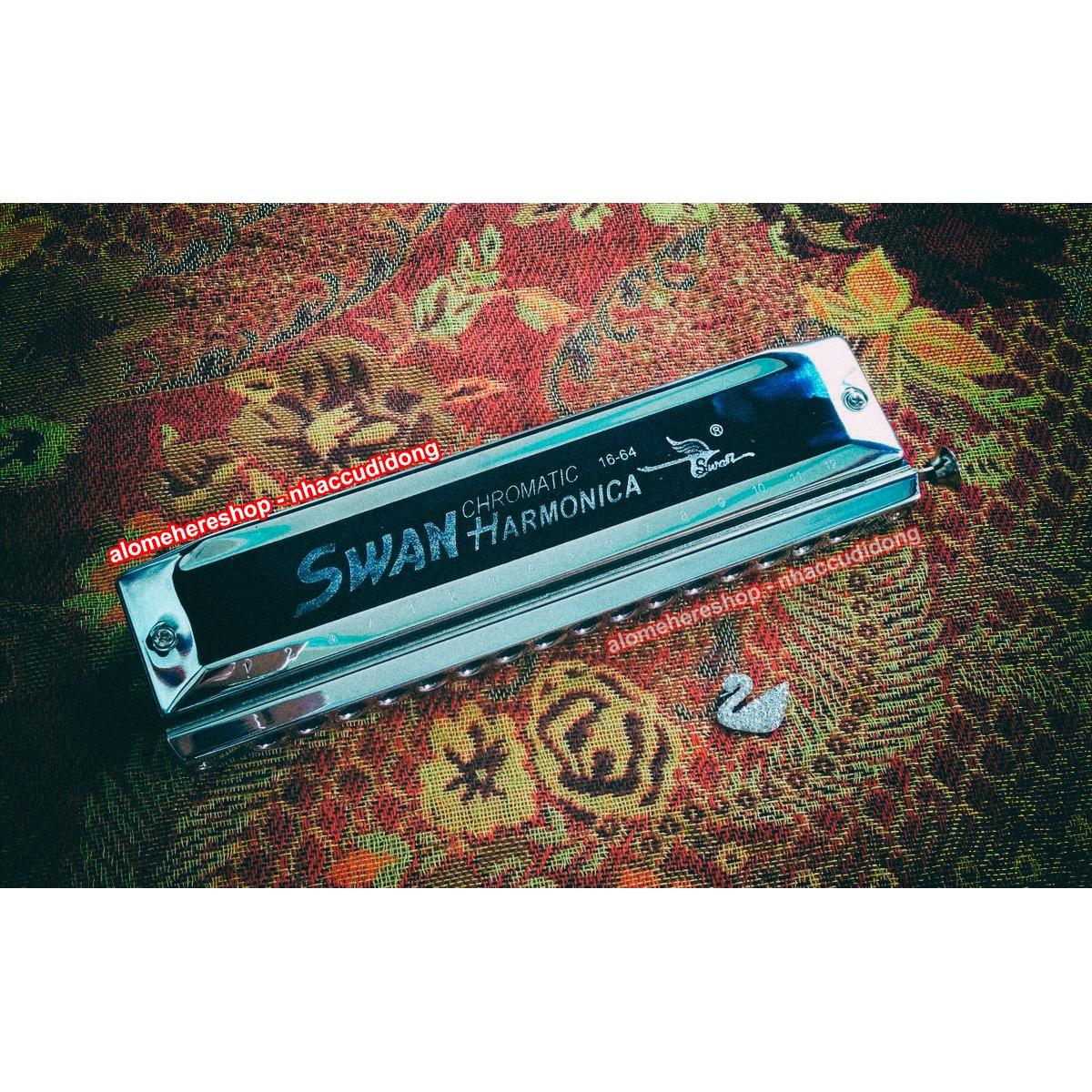 Kèn harmonica chromatic Swan SW1664 16 lỗ (Bạc)