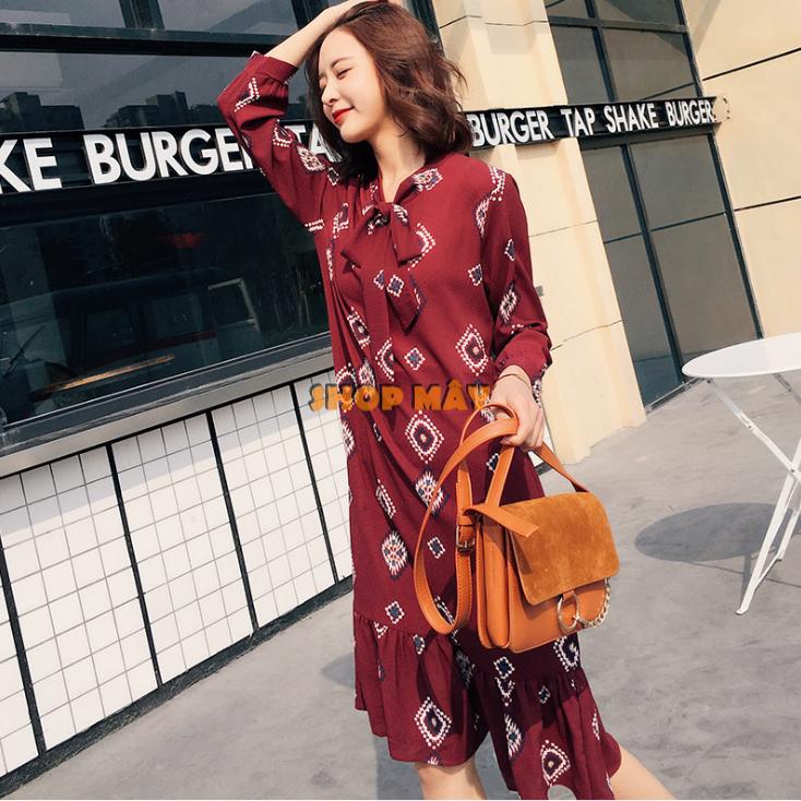 Đầm xinh thắt nơ duyên dáng dn034 shop mây