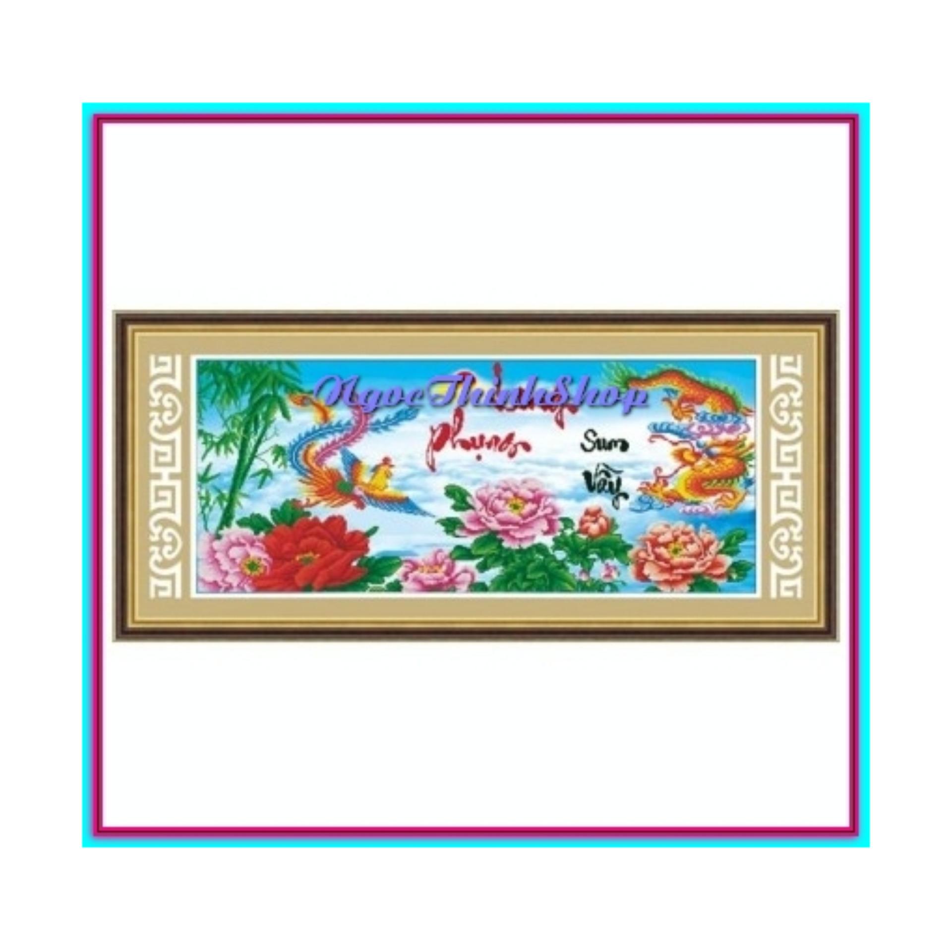Tranh thêu chữ thập Long Phụng Sum vầy DLH-222971-Siêu thị tranh thêu