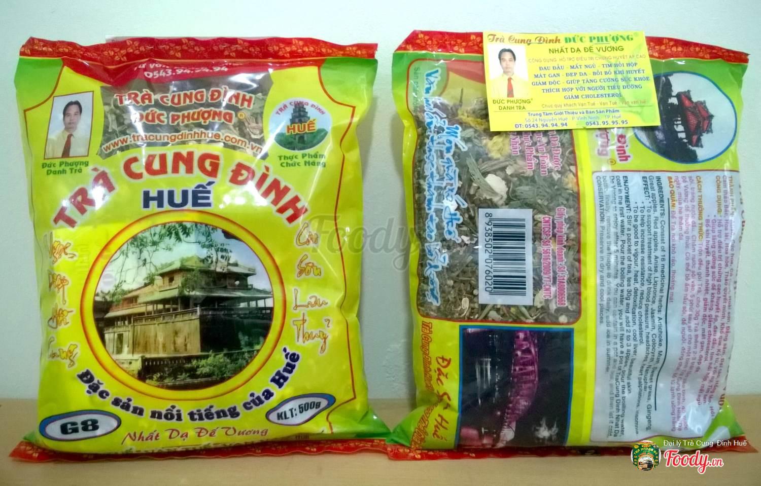 3 gói x 500g Trà cung đình Huế G8 ( ĐẶC SẢN HUẾ , Đức Phượng chính gốc tổng cộng 1,5 kg )