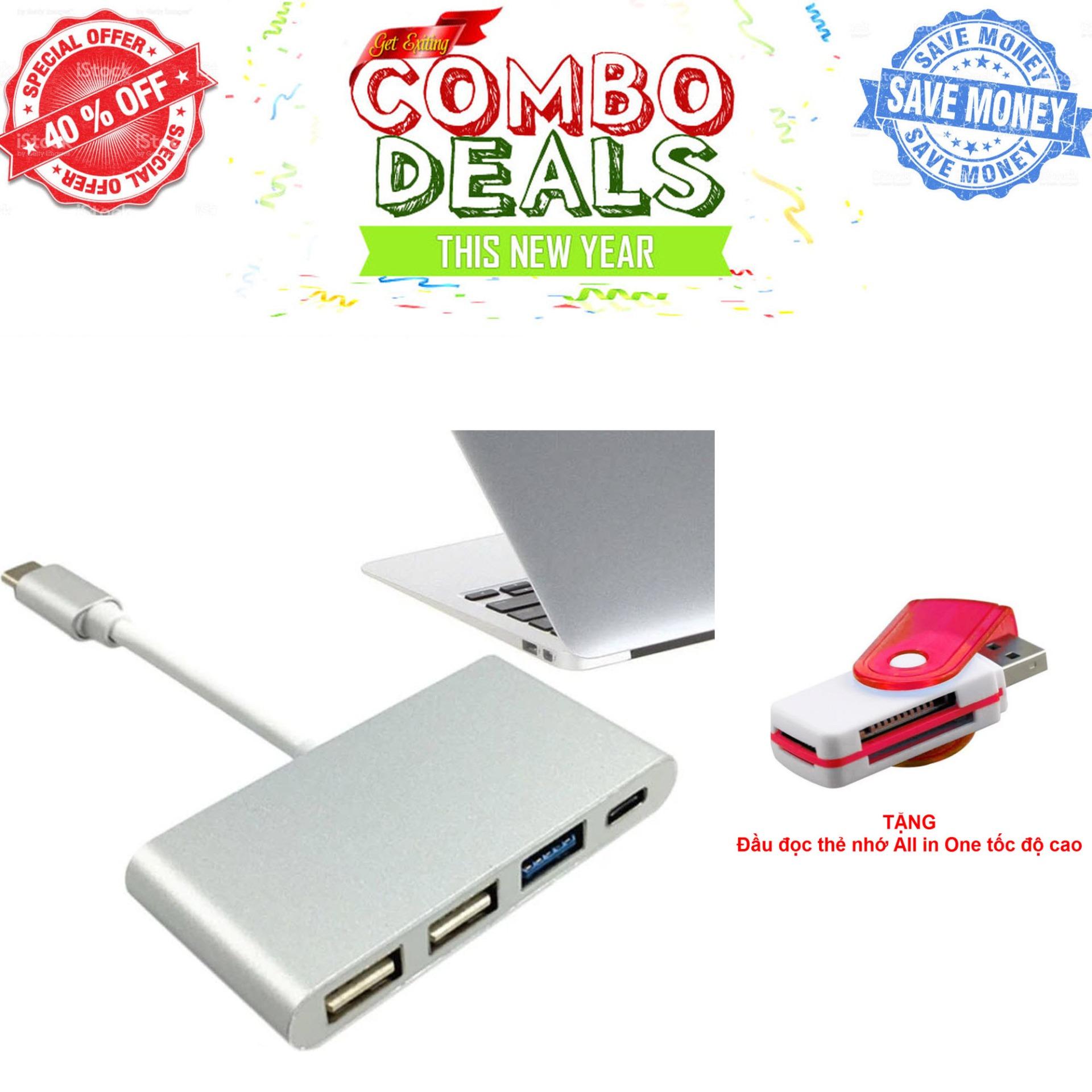 Compact portable design usb-c/type c usb 3.1 to usb type c & 3-port usb 2.0 hub adapter for macbook - intl