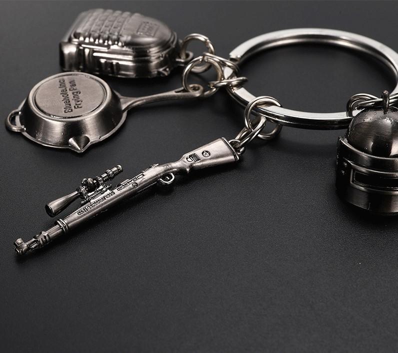 Combo 4 móc khóa PUBG mini - Chảo mũ giáp K98