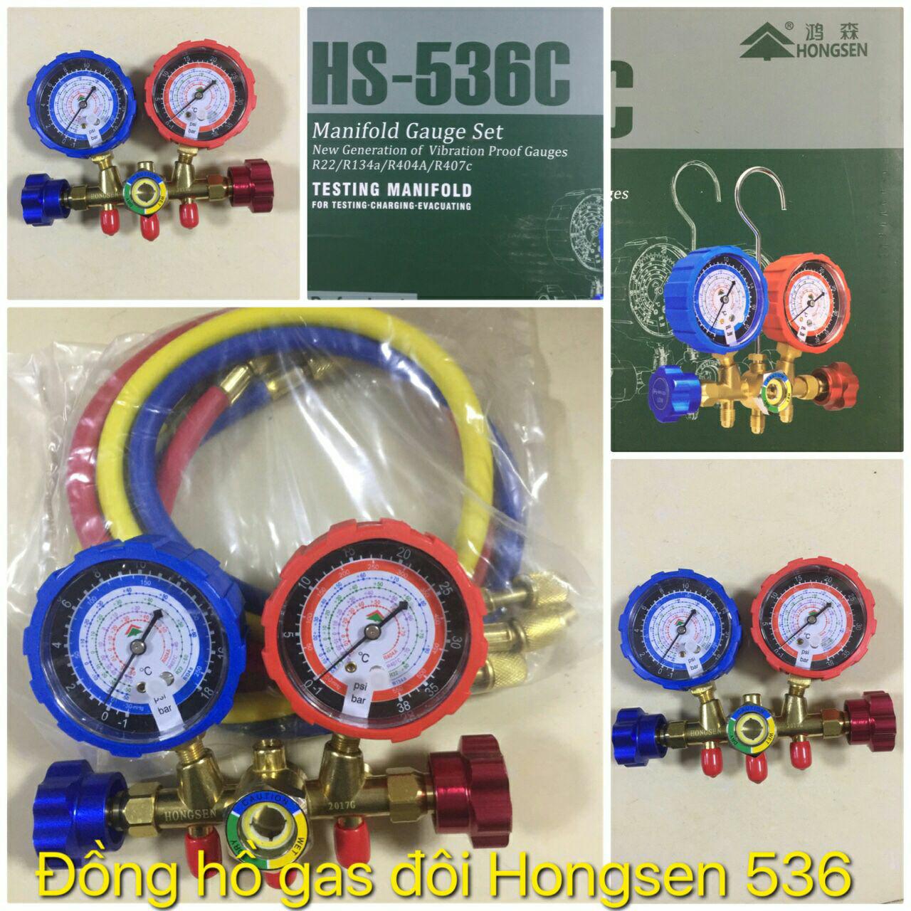 Đồng Hồ Gas Đôi HONGSEN Model HS-536C (1 Đồng Hồ Đôi + 3 Dây Gas R22 )