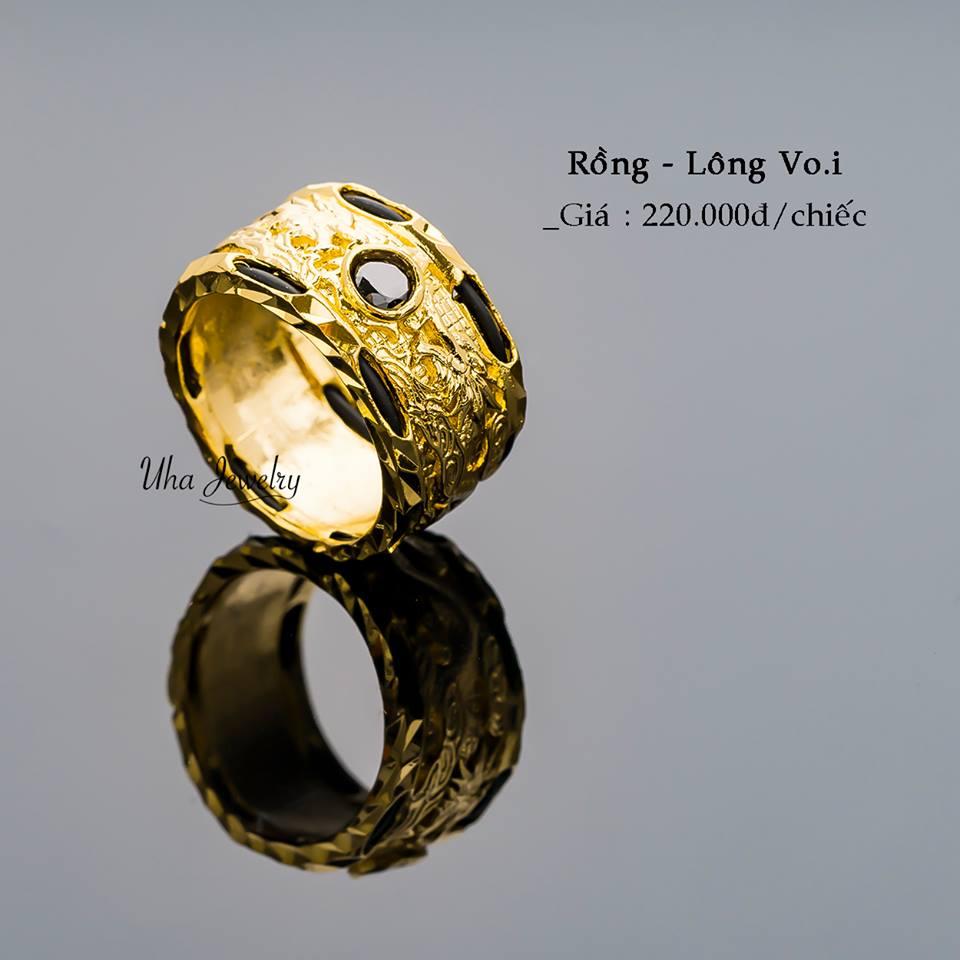 Nhẫn Rồng Vác Hai Hàng Lông - Đen