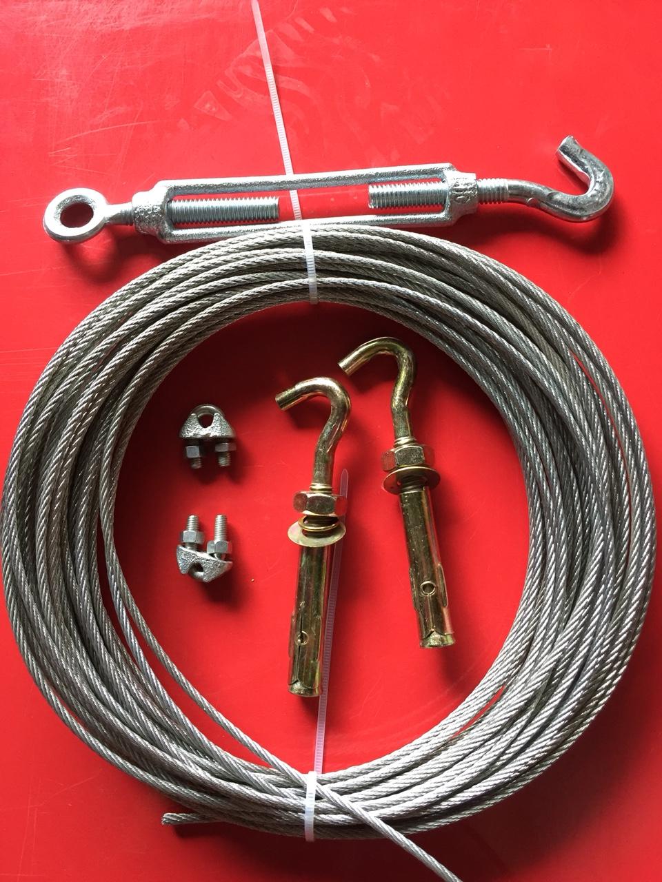 Dây cáp mạ phi 3x30m tặng 2 khóa cáp, 2 nở sắt,1 tăng đơ, dây cáp mạ kẽm, cáp thép mạ kẽm, cáp lụa mạ kẽm