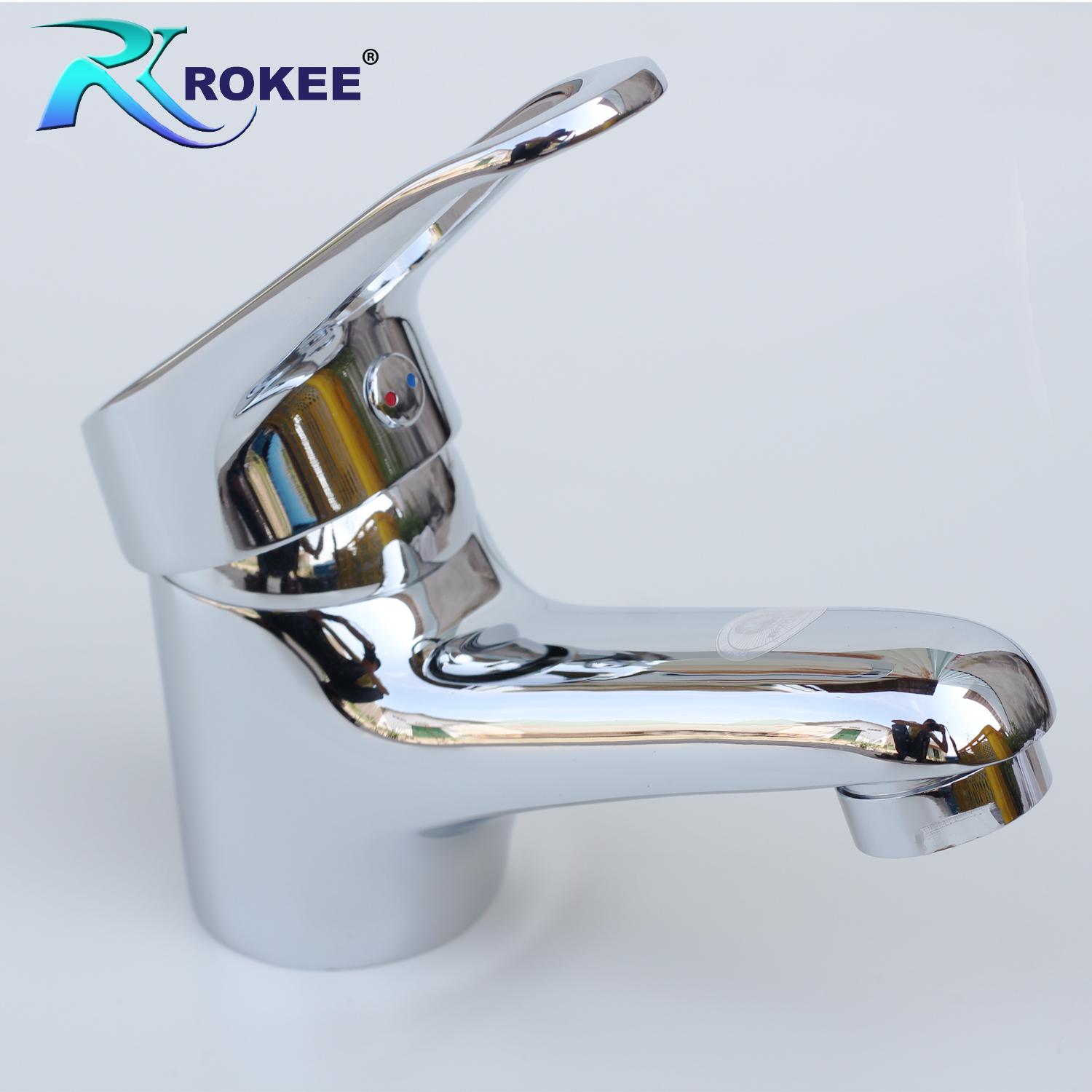 Vòi lavabo nóng lạnh đồng mạ chrome Rokee DL-200 (Trắng bạc)