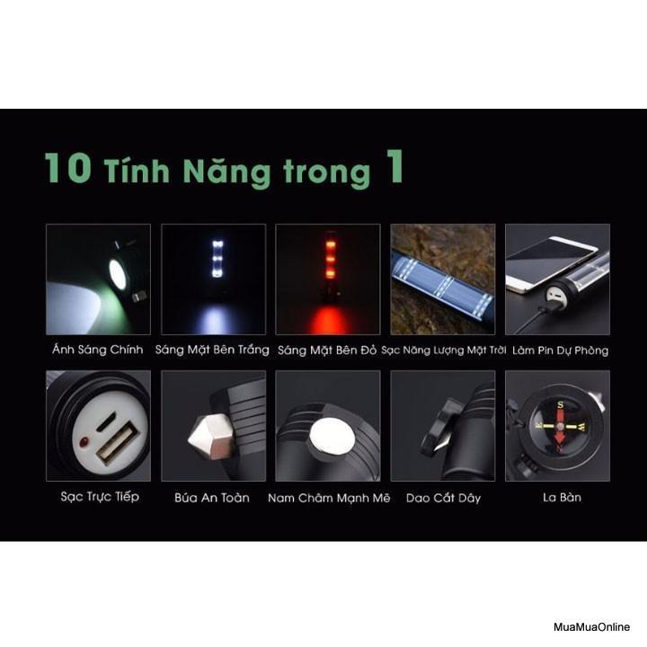 Đèn Pin 11 Chức Năng Solar Power Flashlight Cao Cấp