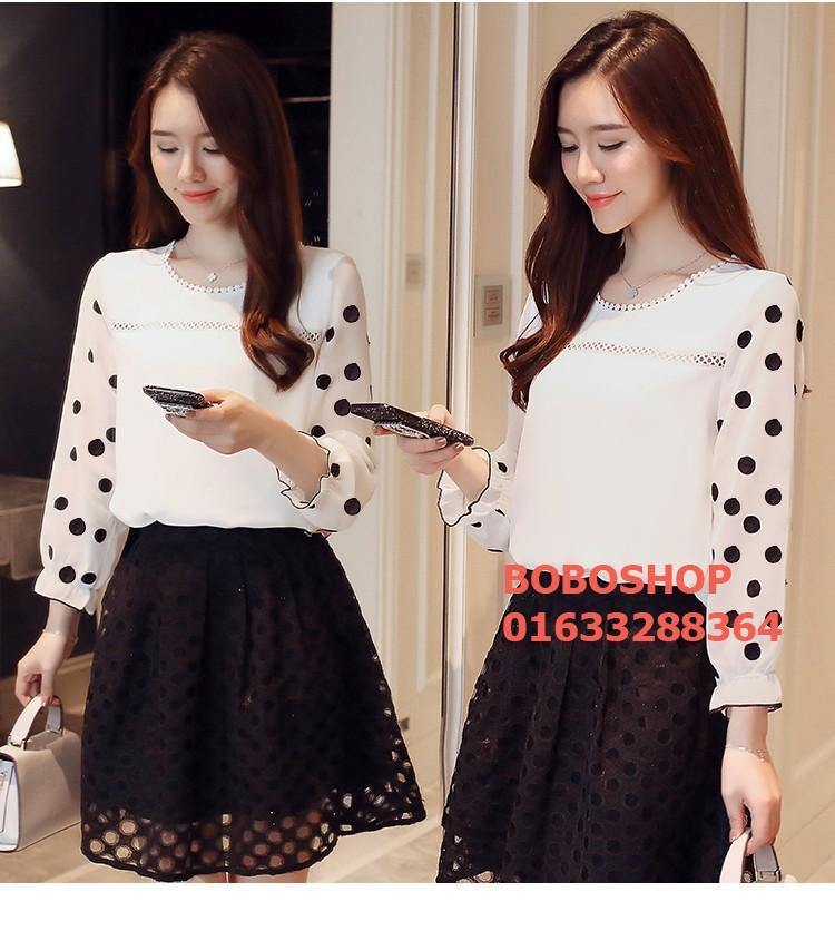 [HCM]Áo kiểu phối ren nhí Hara kèm ảnh thật