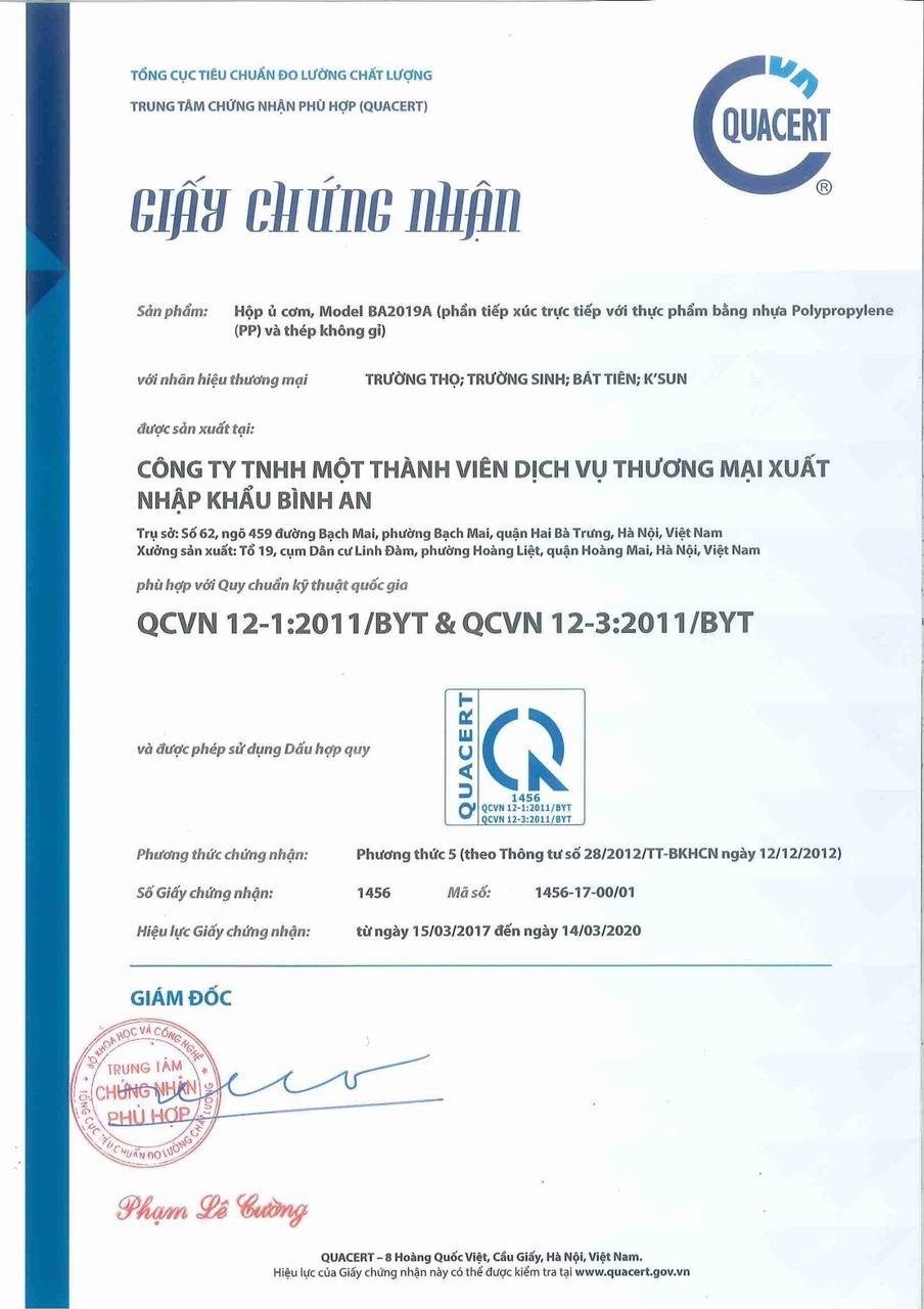 [HCM]Hộp cơm điện 3 tầng Trường Thọ BA 2019A Den (Đen)