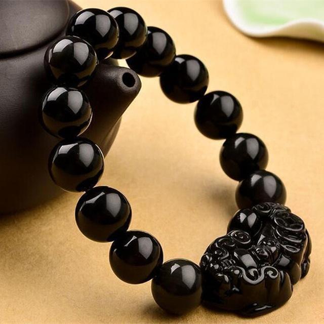 Vòng Tay Tỳ Hưu Thạch Anh Đen
