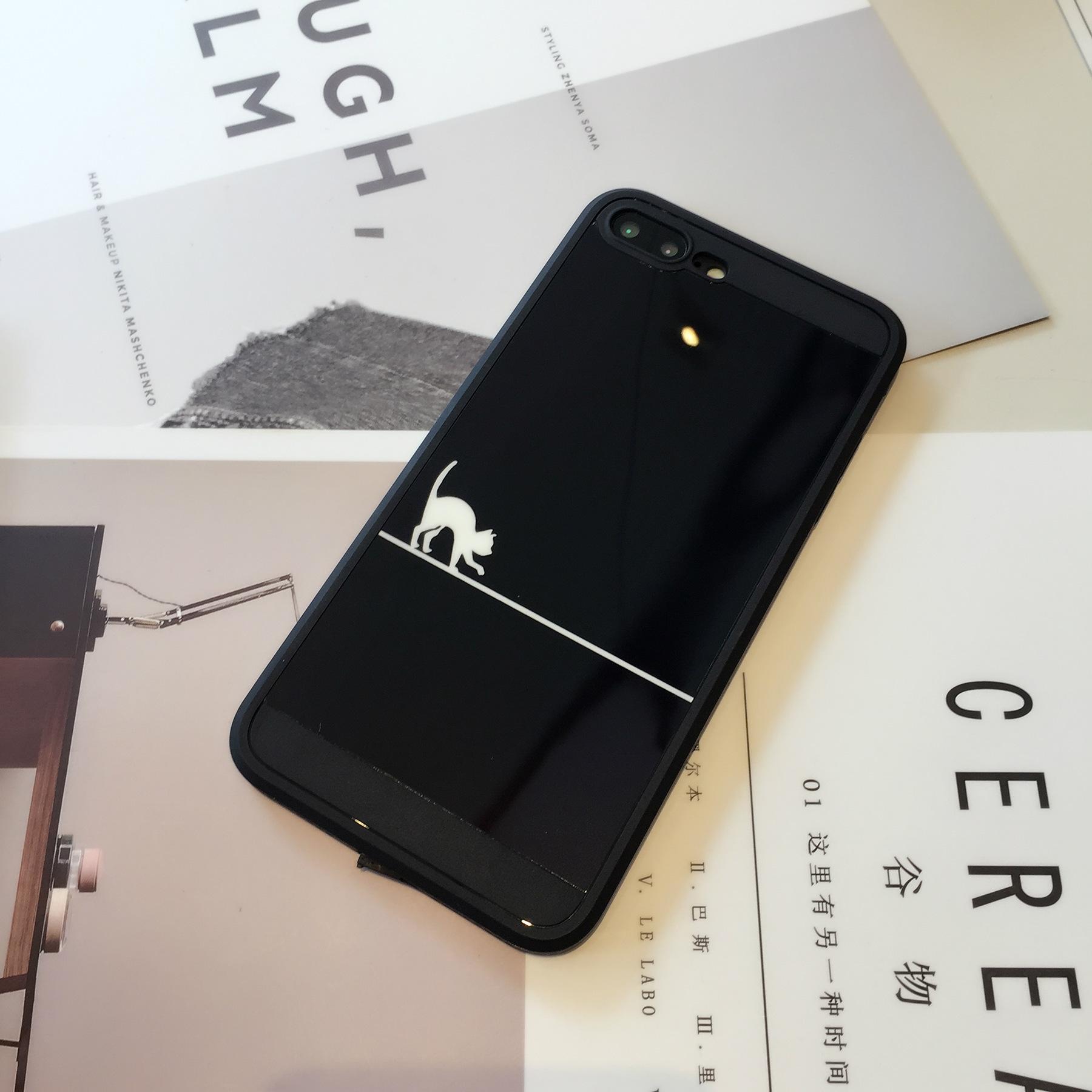 Ốp Lưng Dẻo Đôi Mèo Nhỏ 2 Mặt Lưng Phủ Kính - Iphone 6, 6plus, 7, 7plus, 8, 8plus, X
