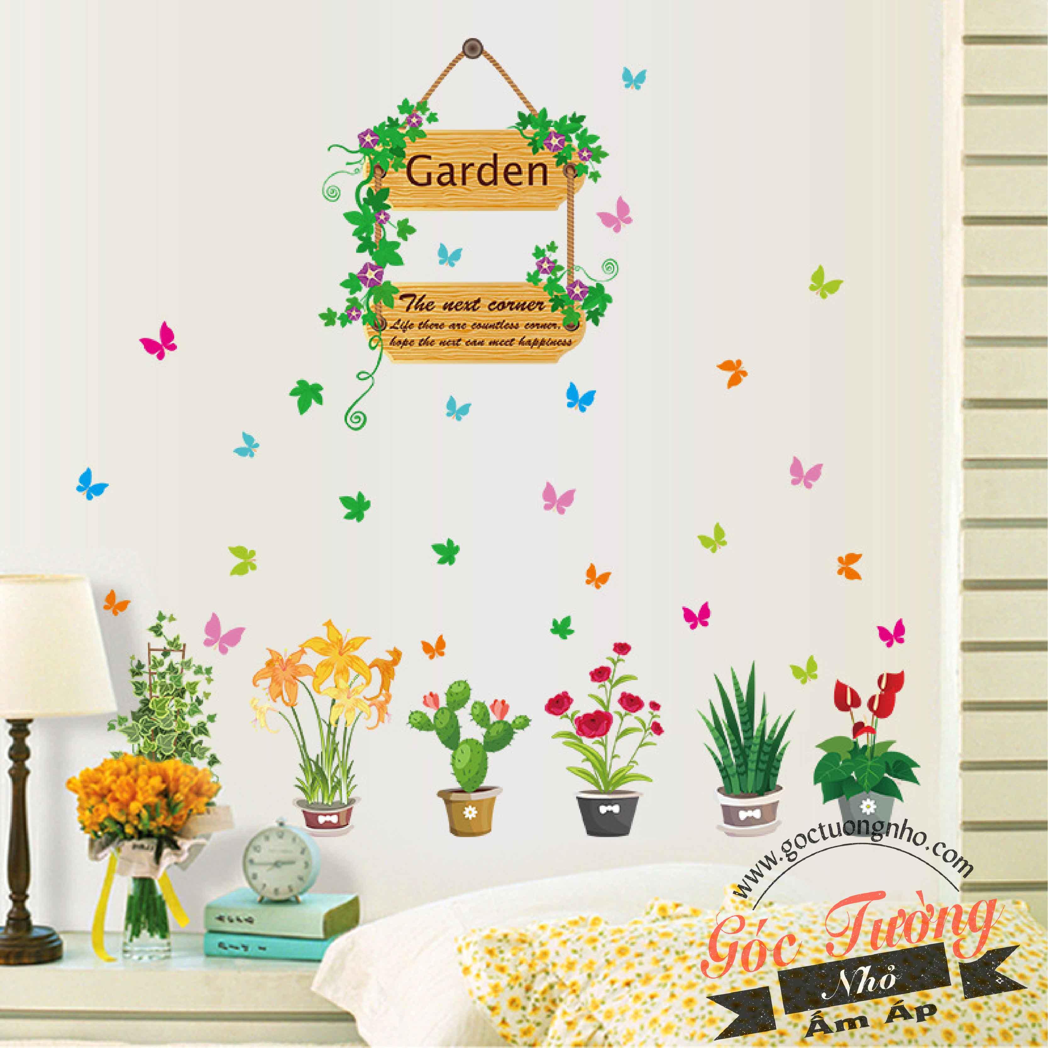 DECAL DÁN TƯỜNG HÌNH CHẬU CÂY SK7066