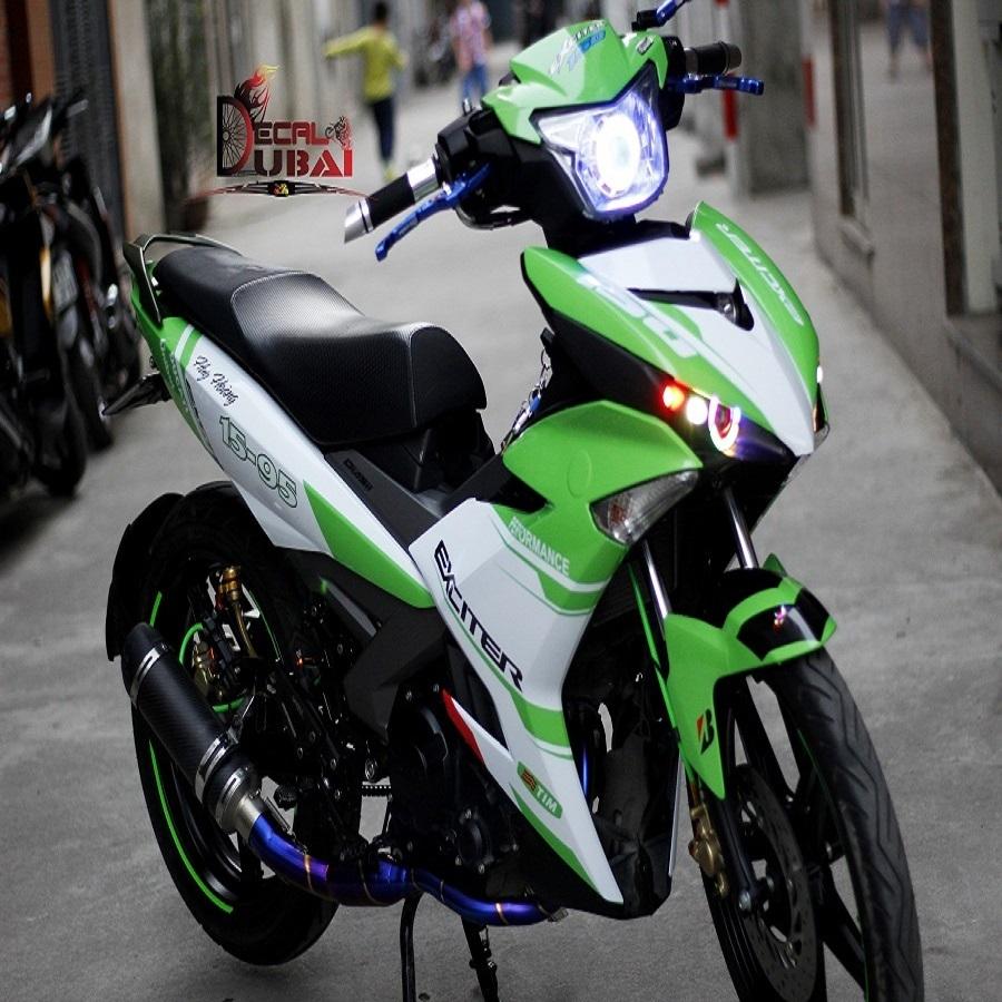 Tem Trùm Exciter 150 Xanh Trắng Đẹp Mắt