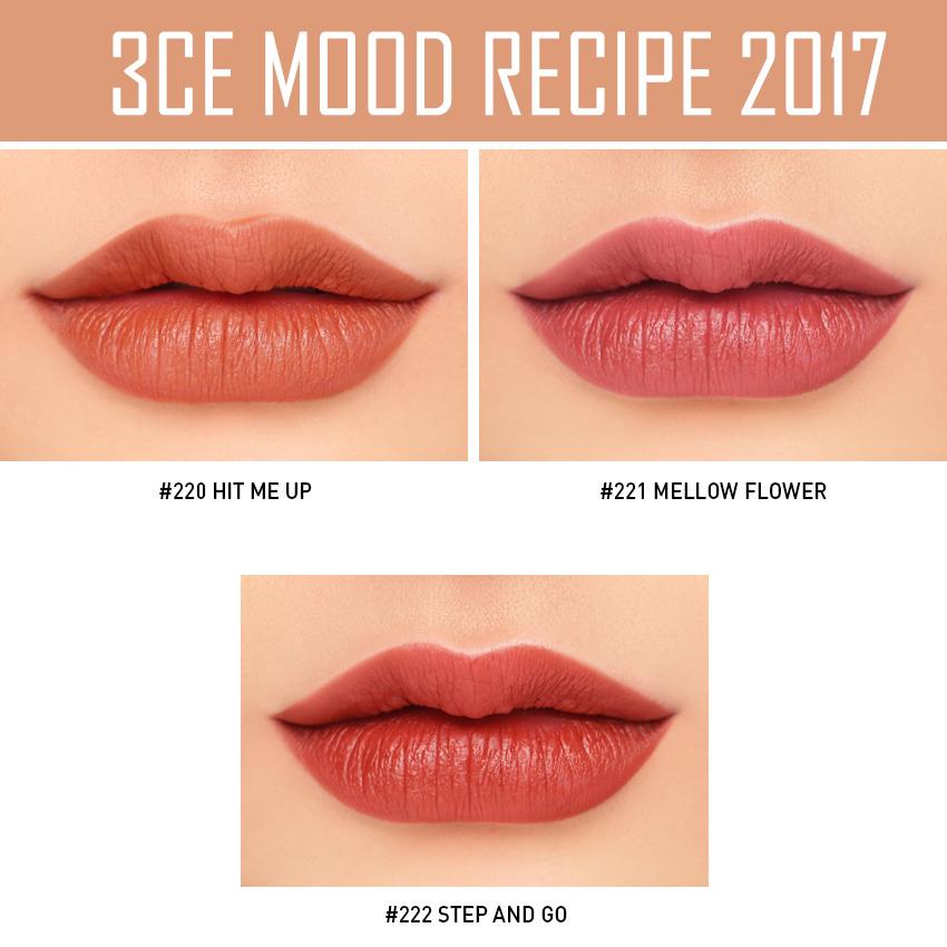 Son lì 3CE Mood Recipe Matte Lip Color #222 Step And Go - Đỏ Đất