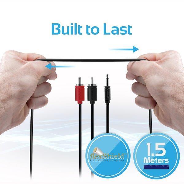 Cáp Nối Âm Thanh 3.5mm Sang RCA (Amply) Promate LINKMATE-A2.BLACK