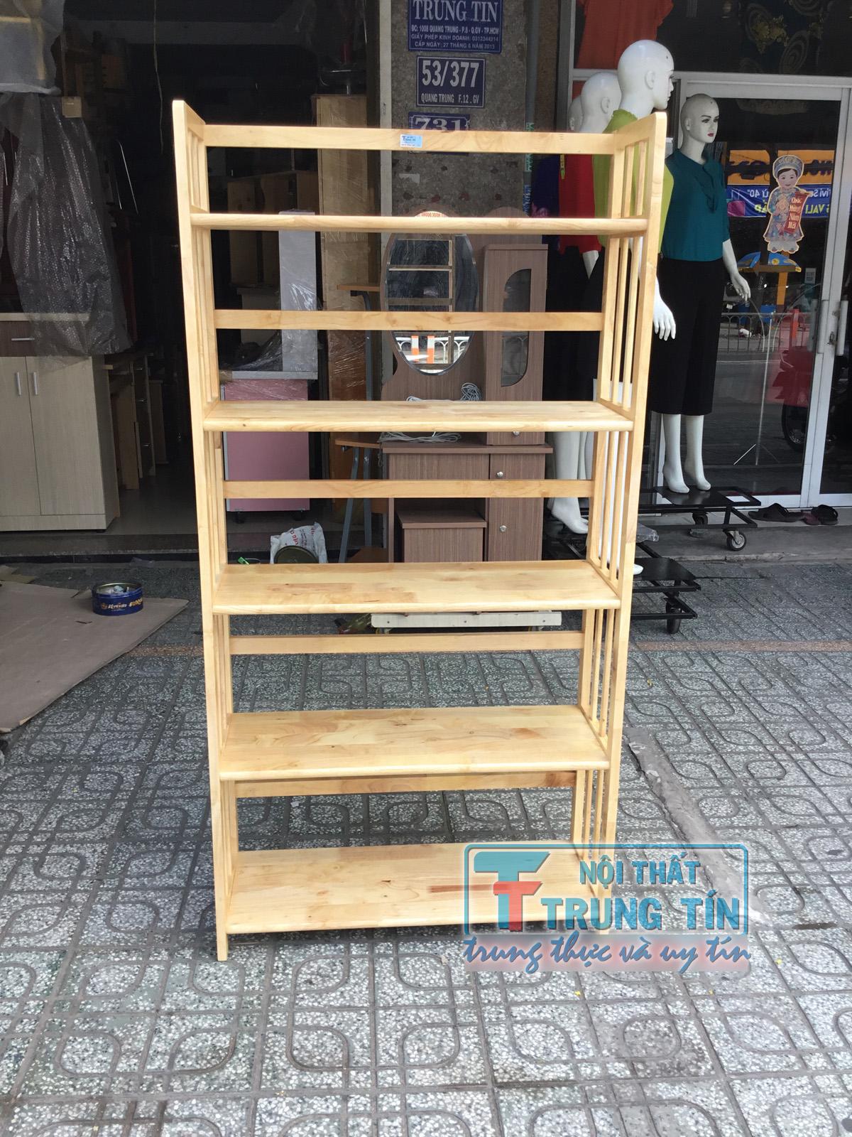 kệ sách 5 tầng gỗ ngang 80 TỰ NHIÊN