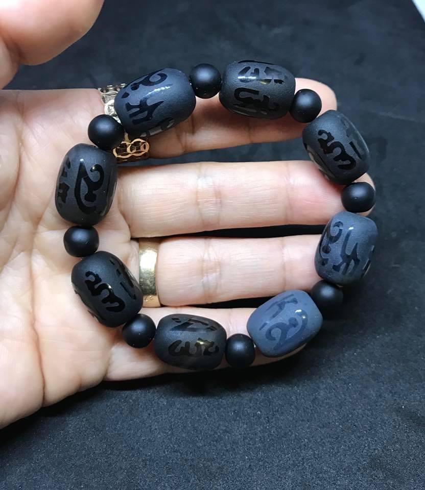 [HCM]VÒNG TAY ĐÁ MÃ NÃO ĐEN NHÁM MAY MẮN-14LY