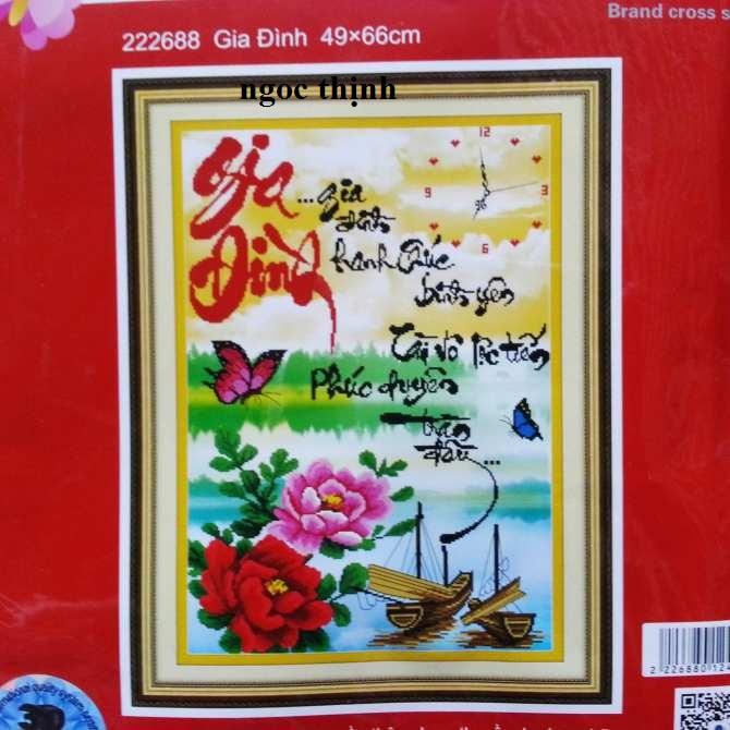 Tranh thêu chữ thập Gia đình 222688 kích thước 52x71cm