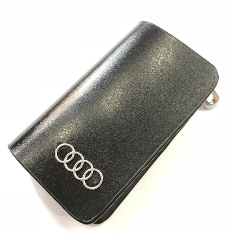Bao da chìa khóa ô tô logo xe Audi (Màu Đen)
