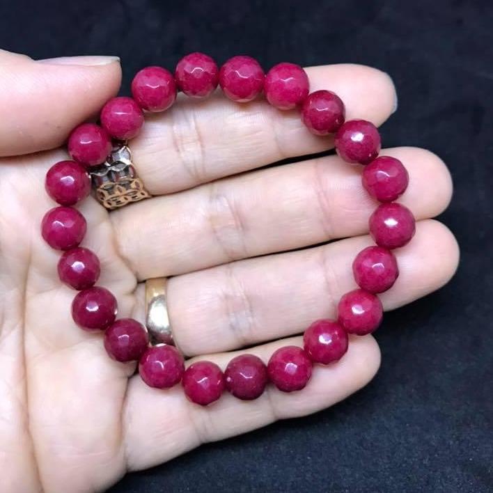 [HCM]VÒNG TAY HỒNG RUBY MÀI GIÁC 8LY
