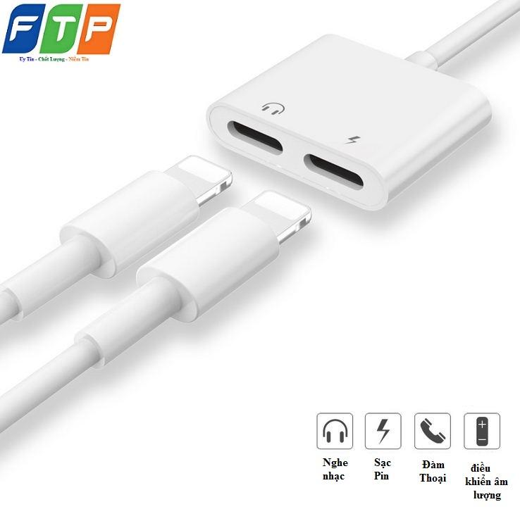 [LOẠI ZIN KHÔNG BÁO LỖI PHỤ KIỆN]Bộ chuyển đổi 2in1 từ chân cắm lightning sang 2 lightning tai nghe và sạc cho Iphone 7/7P/8/8P/X (IOS 10.3-13) Cáp chia lightning ra tai nghe và sạc cap chuyen tai nghe iphone