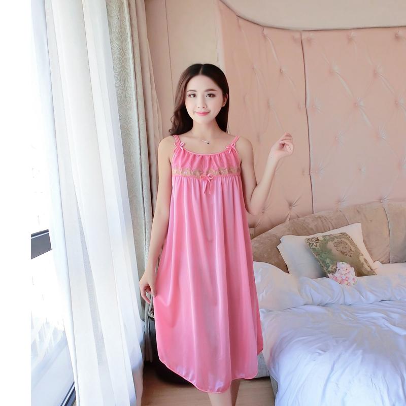 Đầm (Váy) ngủ nữ 2 dây phi lụa mềm mại thoáng mát co giãn STT-SX576