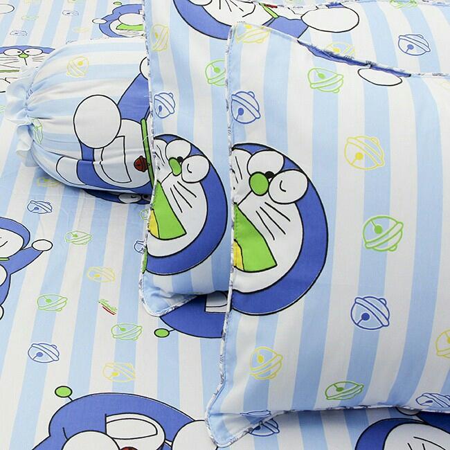 Bộ Drap Cotton Thắng Lợi 4 món, áo gối chần gòn, mẫu Doremon (1m6,1m8x2m)