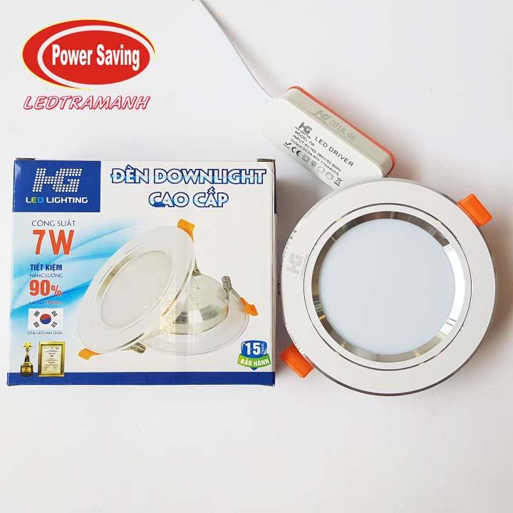 Combo 10 led âm trần 7w3màu HG viền bạc cao cấp