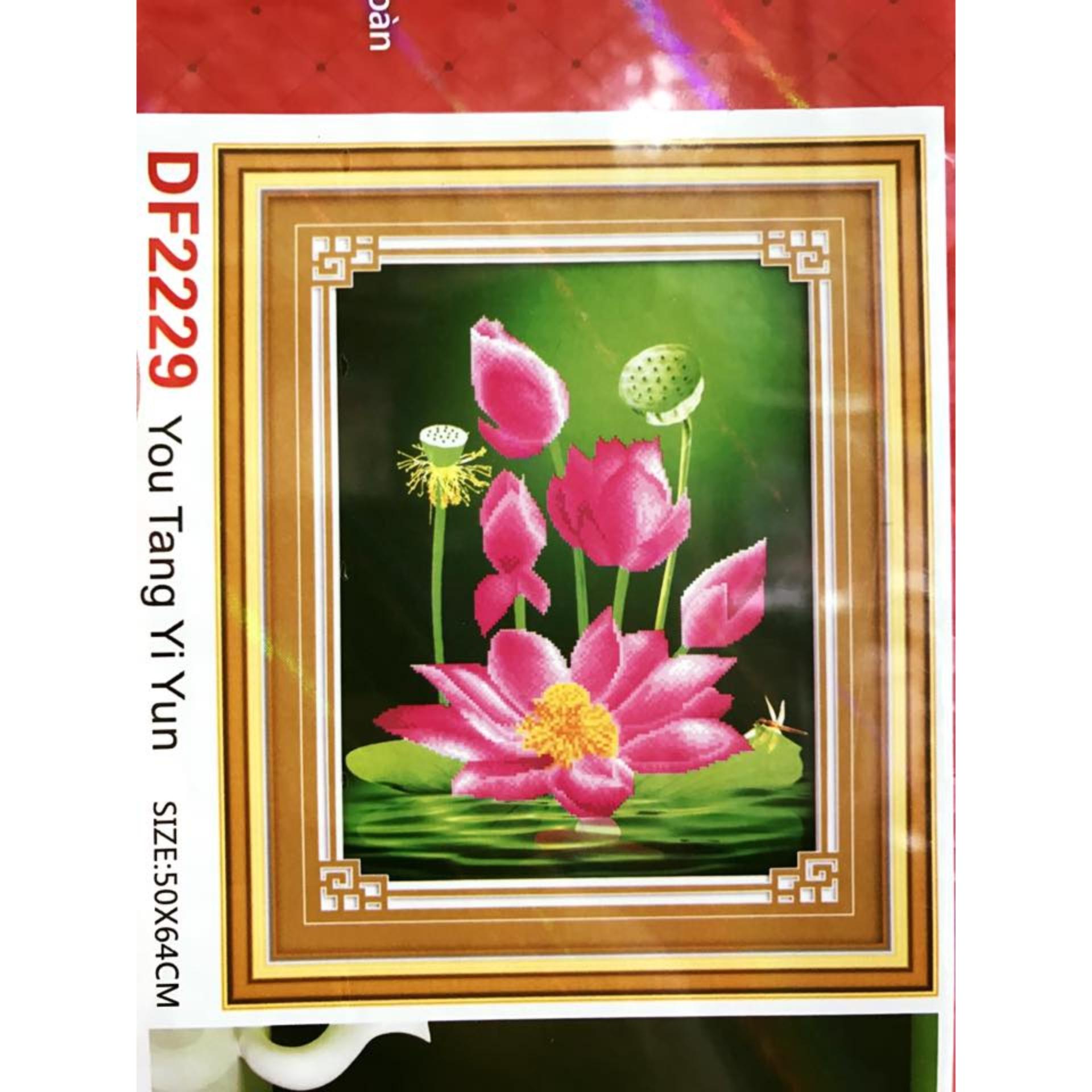 Tranh đính đá hoa sen-DF2229-Ngọc Thịnh
