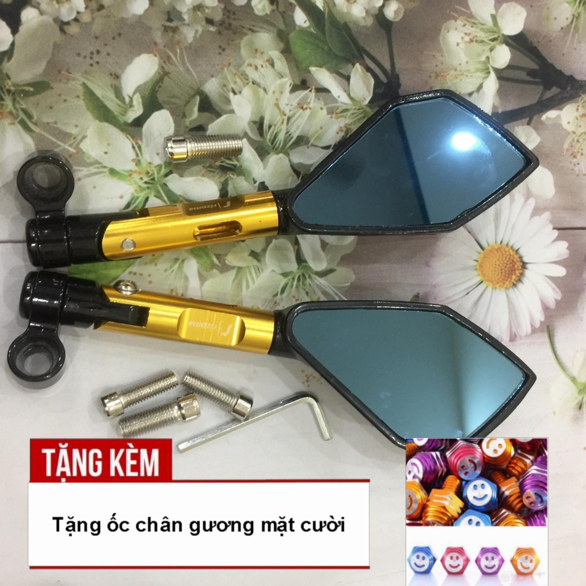 [TẶNG ĐÔI ỐC CHÂN GƯƠNG] Trọn bộ gương 5 cạnh RIZOMA độ xe máy siêu chất A66-3 (màu vàng)