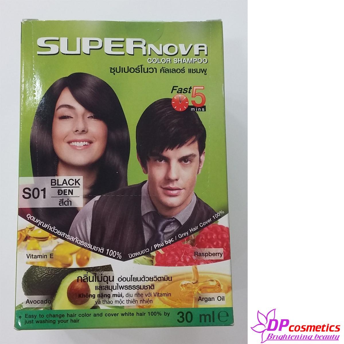[HCM]Combo 5 gói dầu gội nhuộm tóc Super Nova S01 _ Đen
