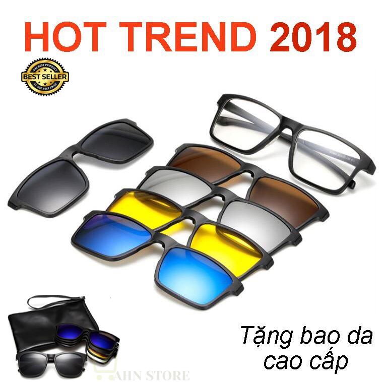 Kính râm Đa tròng 5 màu phủ lớp hấp thụ tia UV (Tặng bao da)