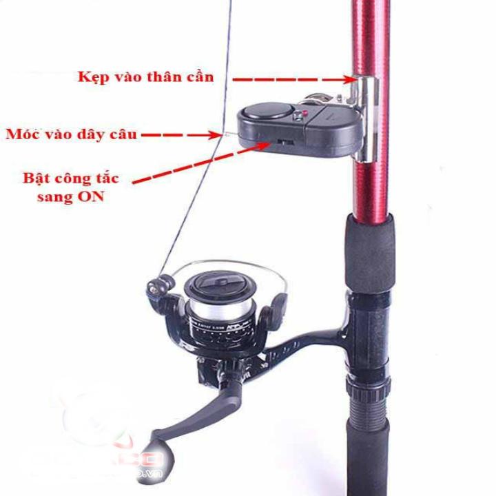 Chuông báo cá cắn câu, có đèn nháy, còi hú