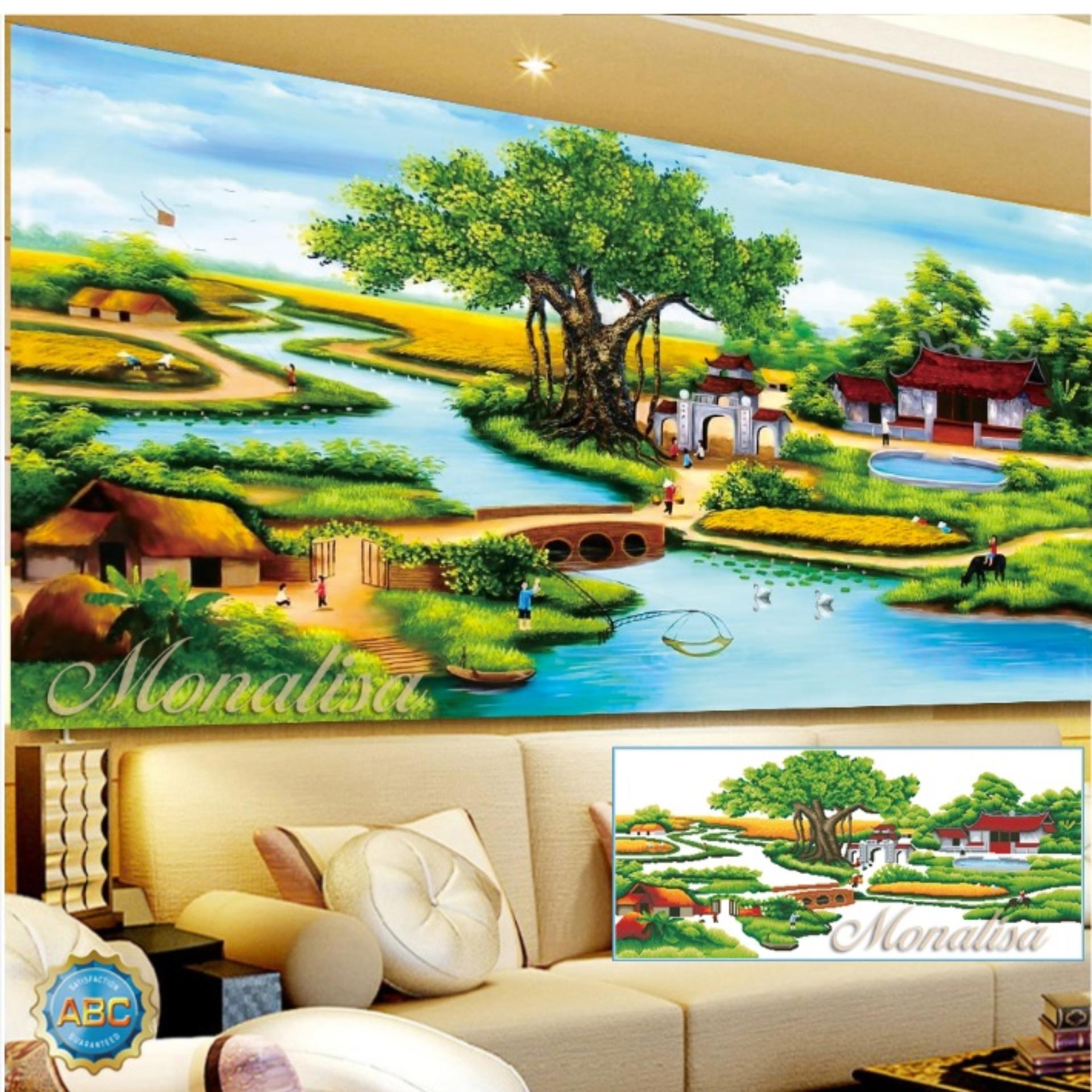 Tranh đính đá phong cảnh làng quê Việt Nam Y8168