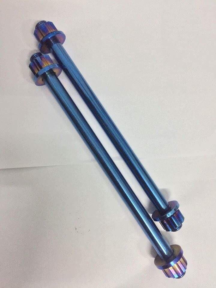 Cặp cốt trục bánh xe trước sau inox cao cấp gắn xe Wave, Dream (màu titan)