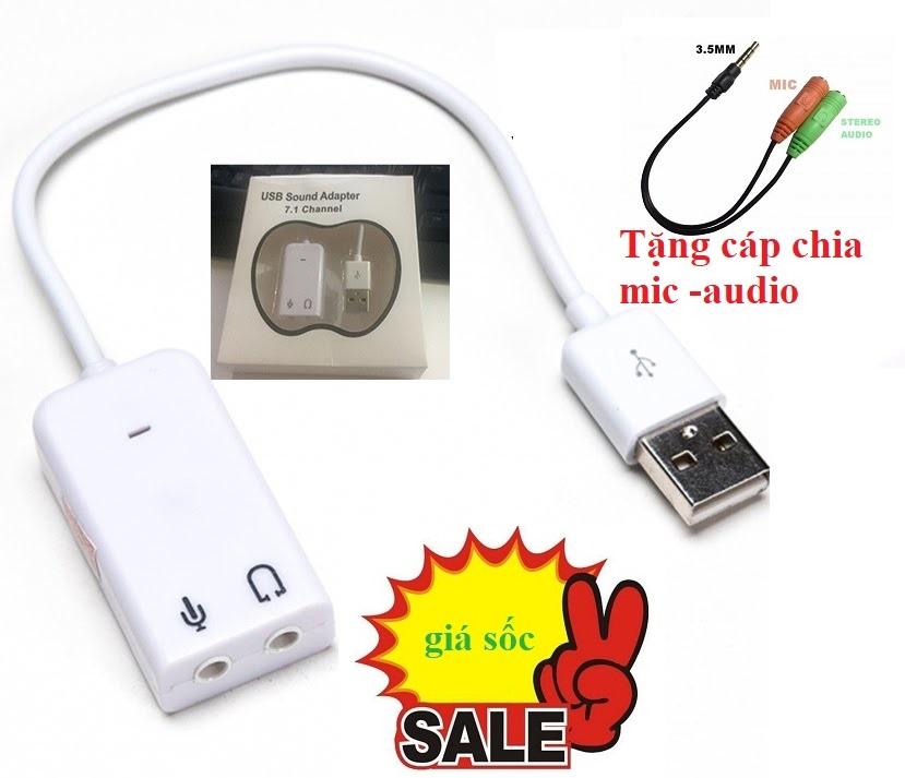 Sound Card 3D USB Tặng kèm dây chia mic và loa giá rẻ