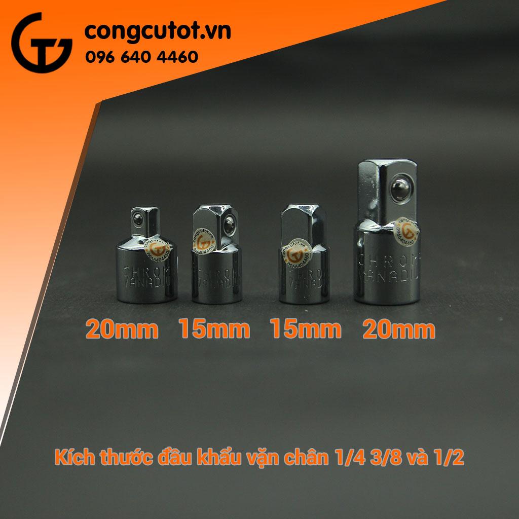 Bộ 4 đầu đổi chân khẩu vặn 1/4, 3/8, 1/2 inch